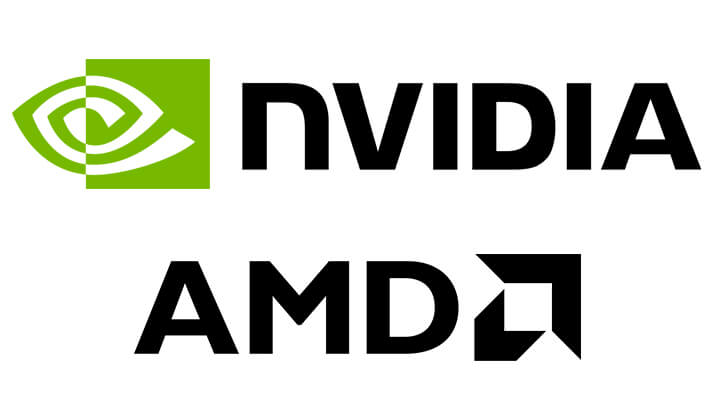 NVIDIAとAMDのロゴ